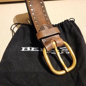 New Berge brown with brass nail head and brass buckle men's belt
